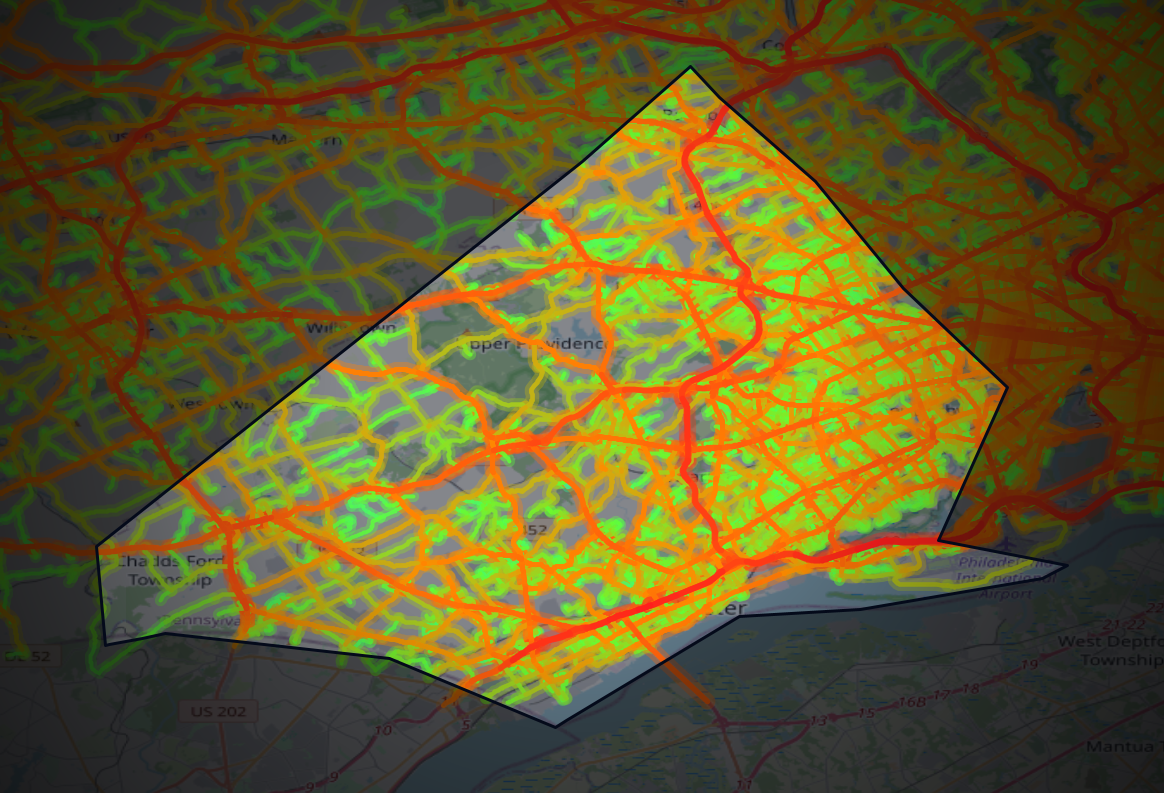 Traffic map of Delaware, Pennsylvania