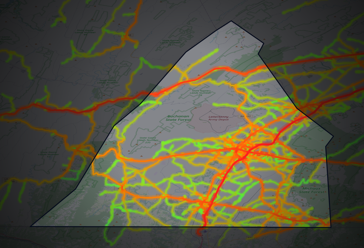 Traffic map of Franklin, Pennsylvania