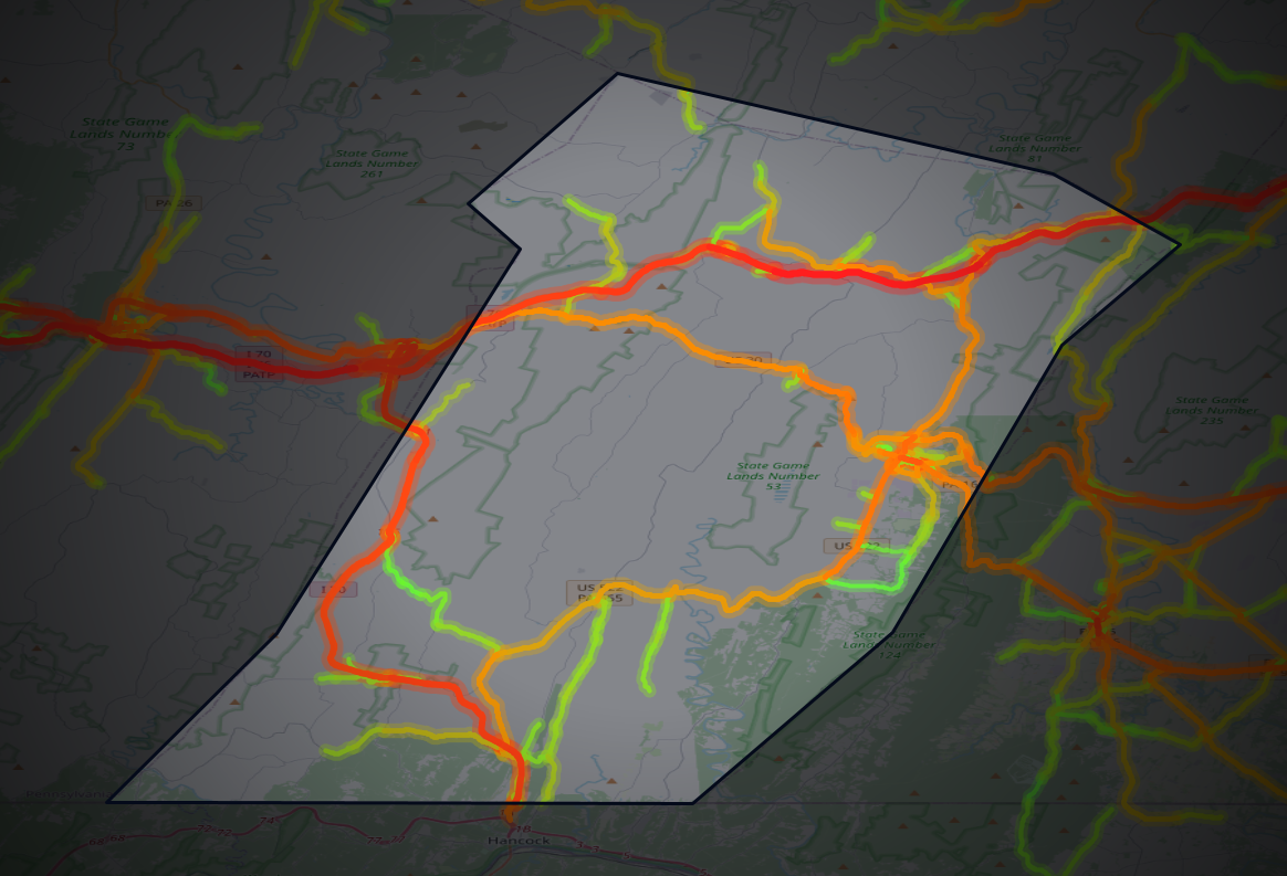 Traffic map of Fulton, Pennsylvania
