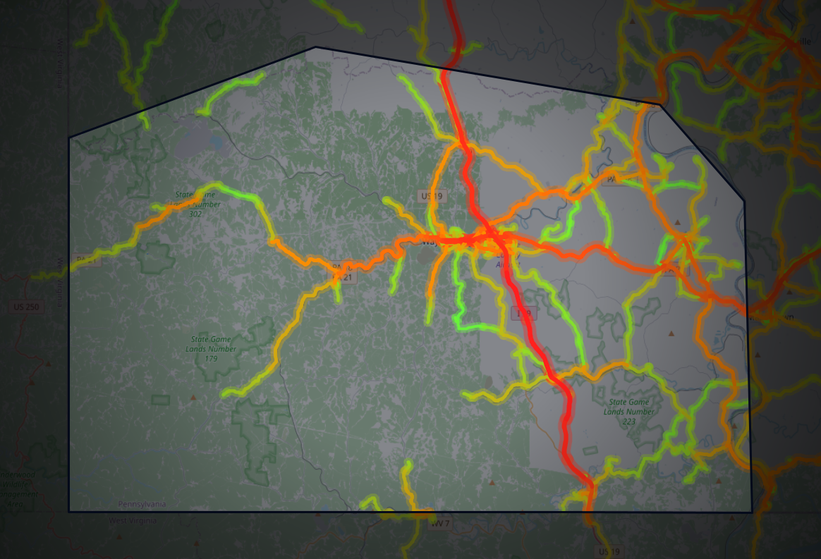Traffic map of Greene, Pennsylvania