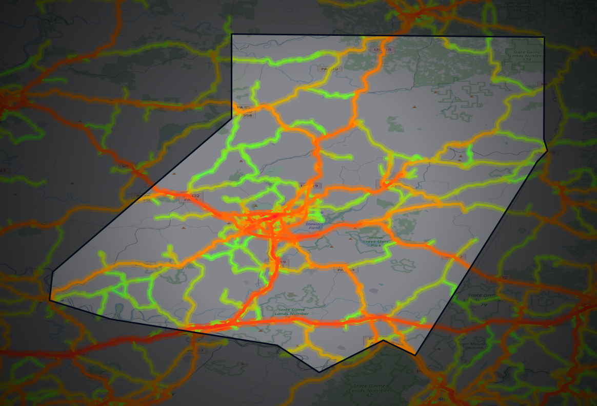 Traffic map of Indiana, Pennsylvania