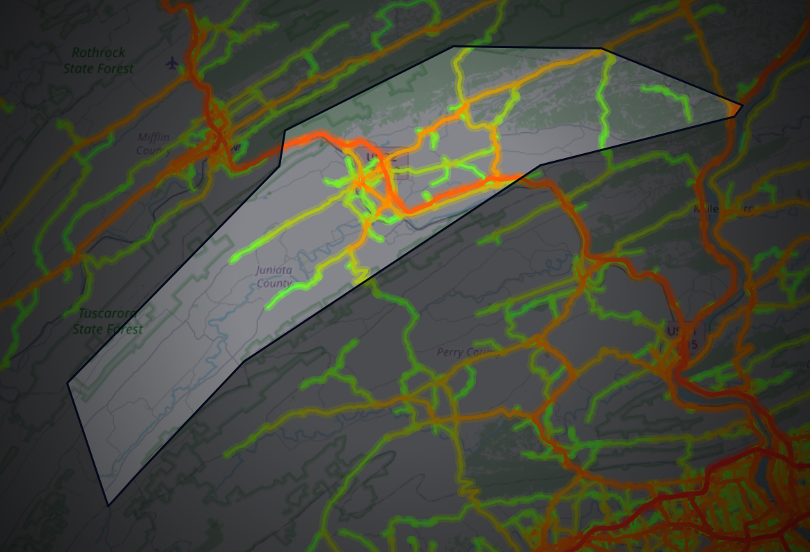 Traffic map of Juniata, Pennsylvania