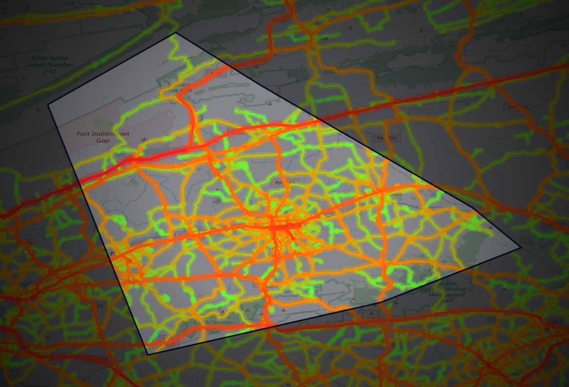 Traffic map of Lebanon, Pennsylvania