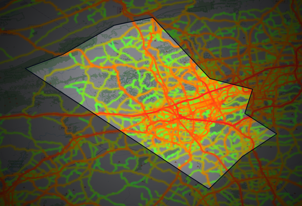 Traffic map of Lehigh, Pennsylvania