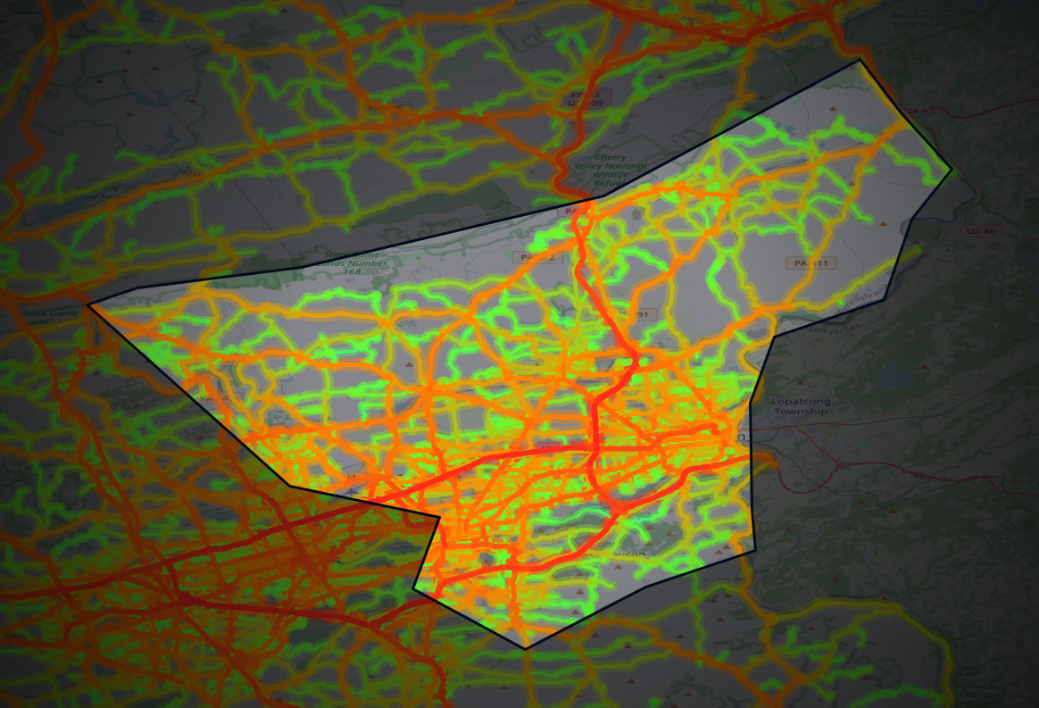 Traffic map of Northampton, Pennsylvania