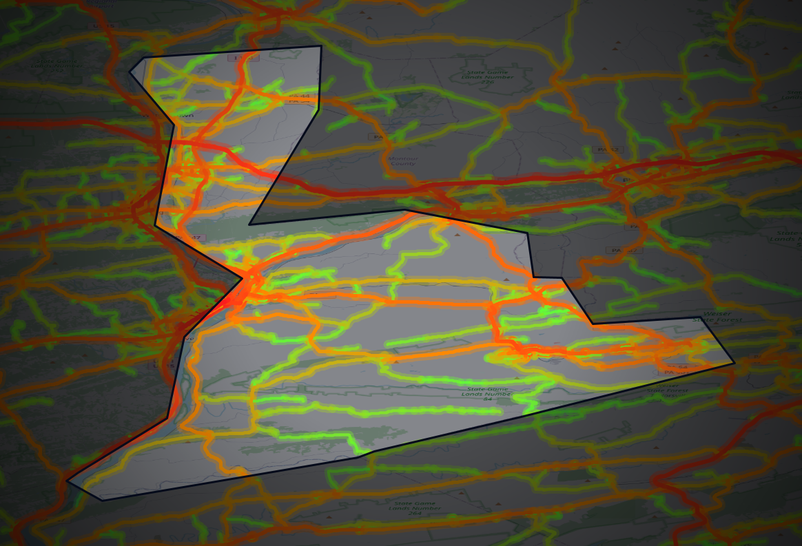 Traffic map of Northumberland, Pennsylvania