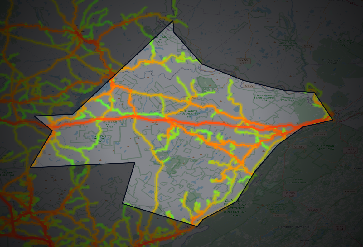 Traffic map of Pike, Pennsylvania