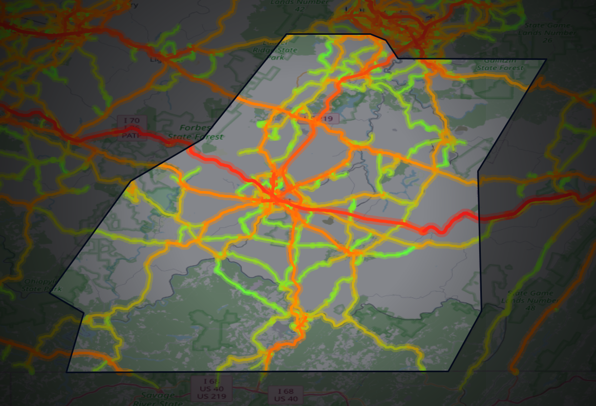Traffic map of Somerset, Pennsylvania