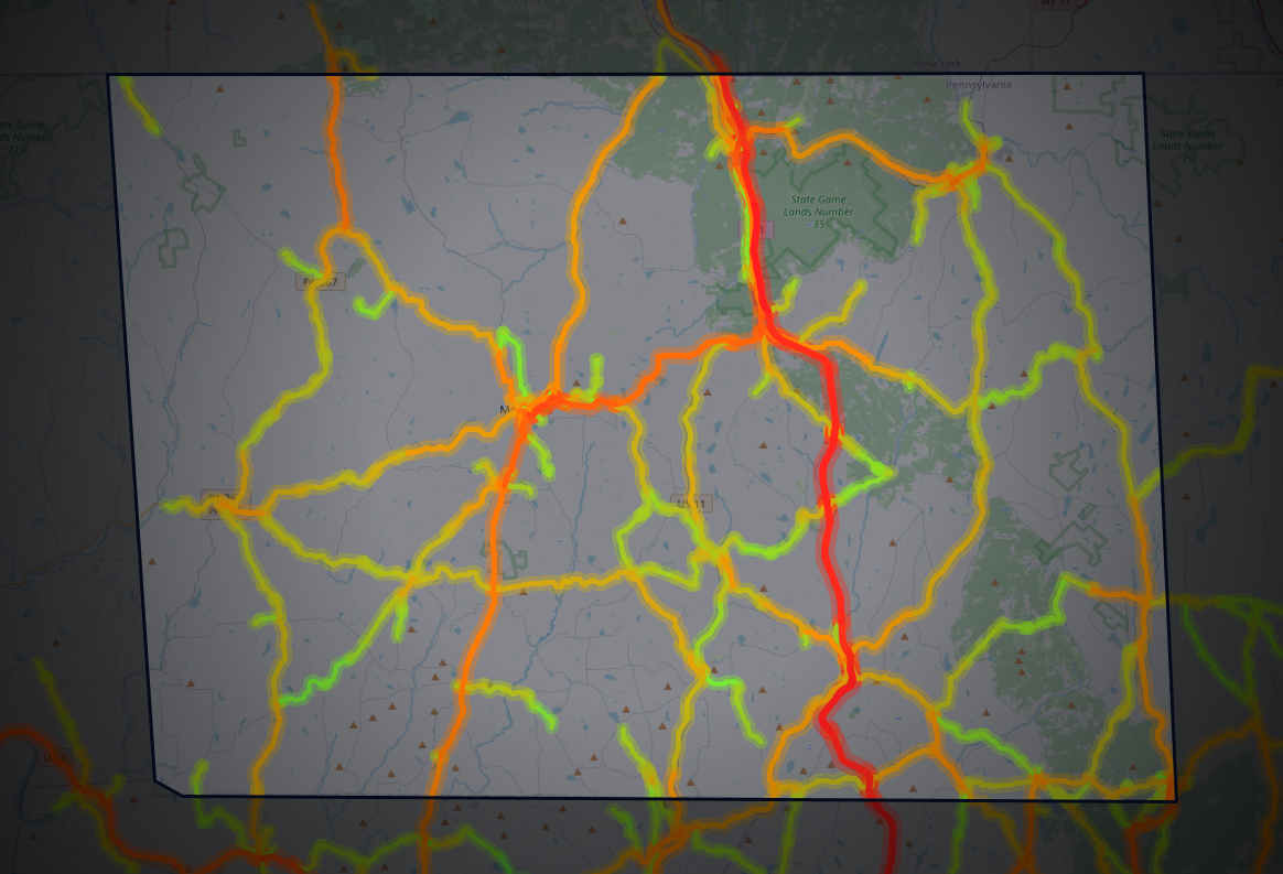 Traffic map of Susquehanna, Pennsylvania