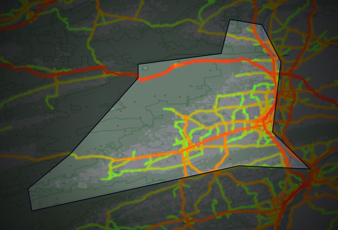 Traffic map of Union, Pennsylvania