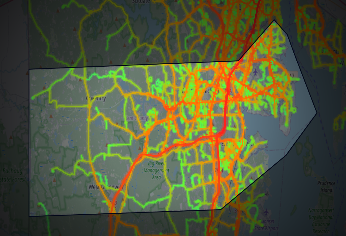 Traffic map of Kent, Rhode Island
