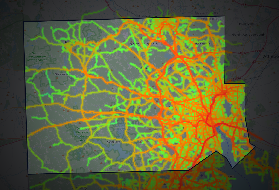 Traffic map of Providence, Rhode Island