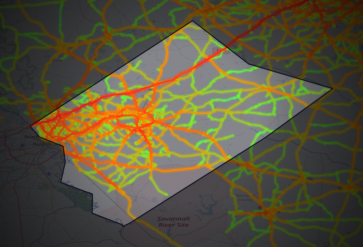 Traffic map of Aiken, South Carolina