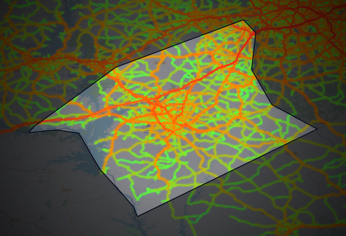 Traffic map of Anderson, South Carolina