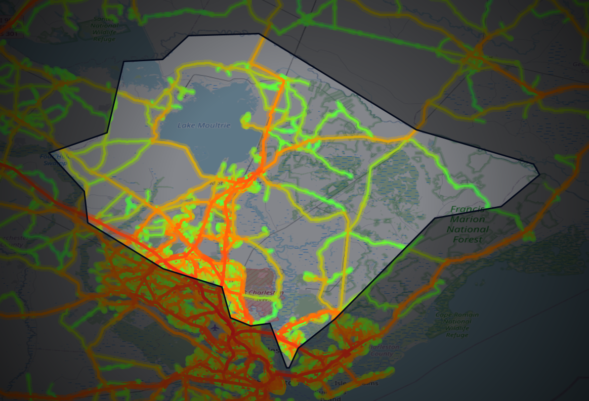 Traffic map of Berkeley, South Carolina
