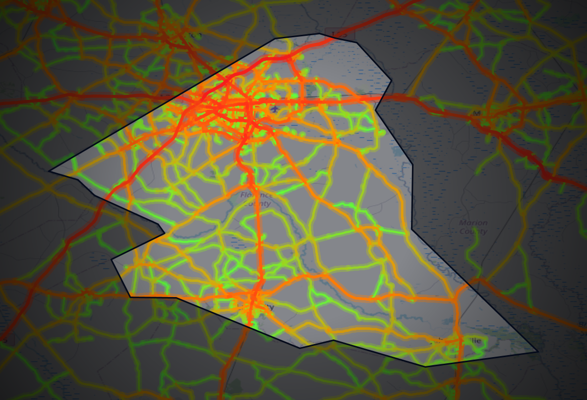 Traffic map of Florence, South Carolina