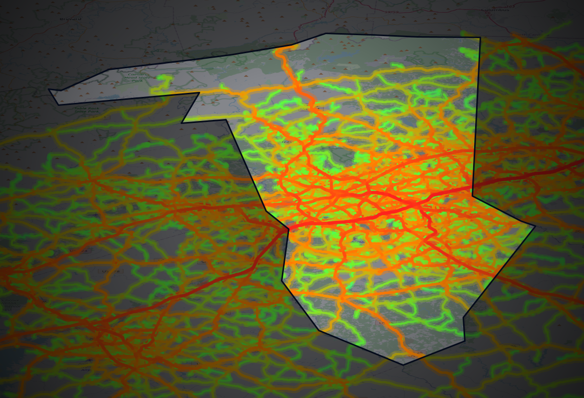 Traffic map of Greenville, South Carolina