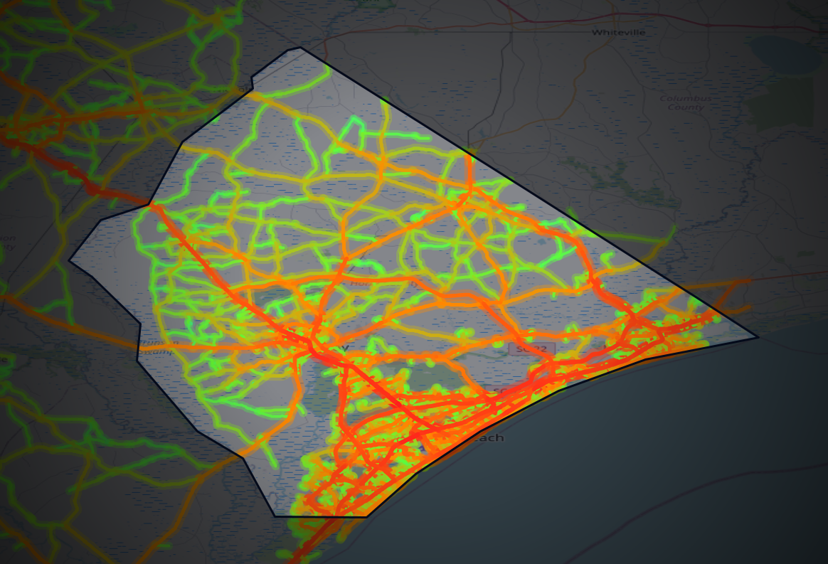 Traffic map of Horry, South Carolina