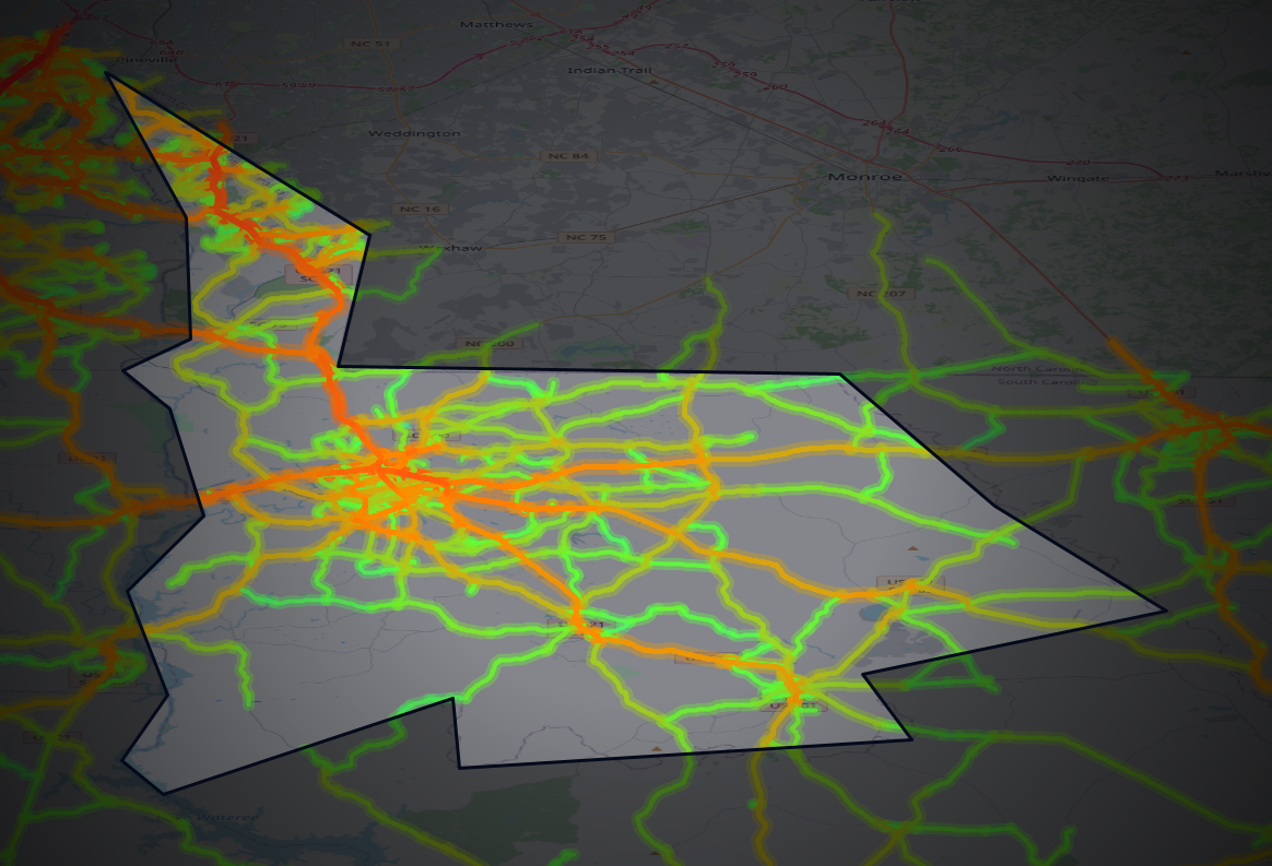 Traffic map of Lancaster, South Carolina