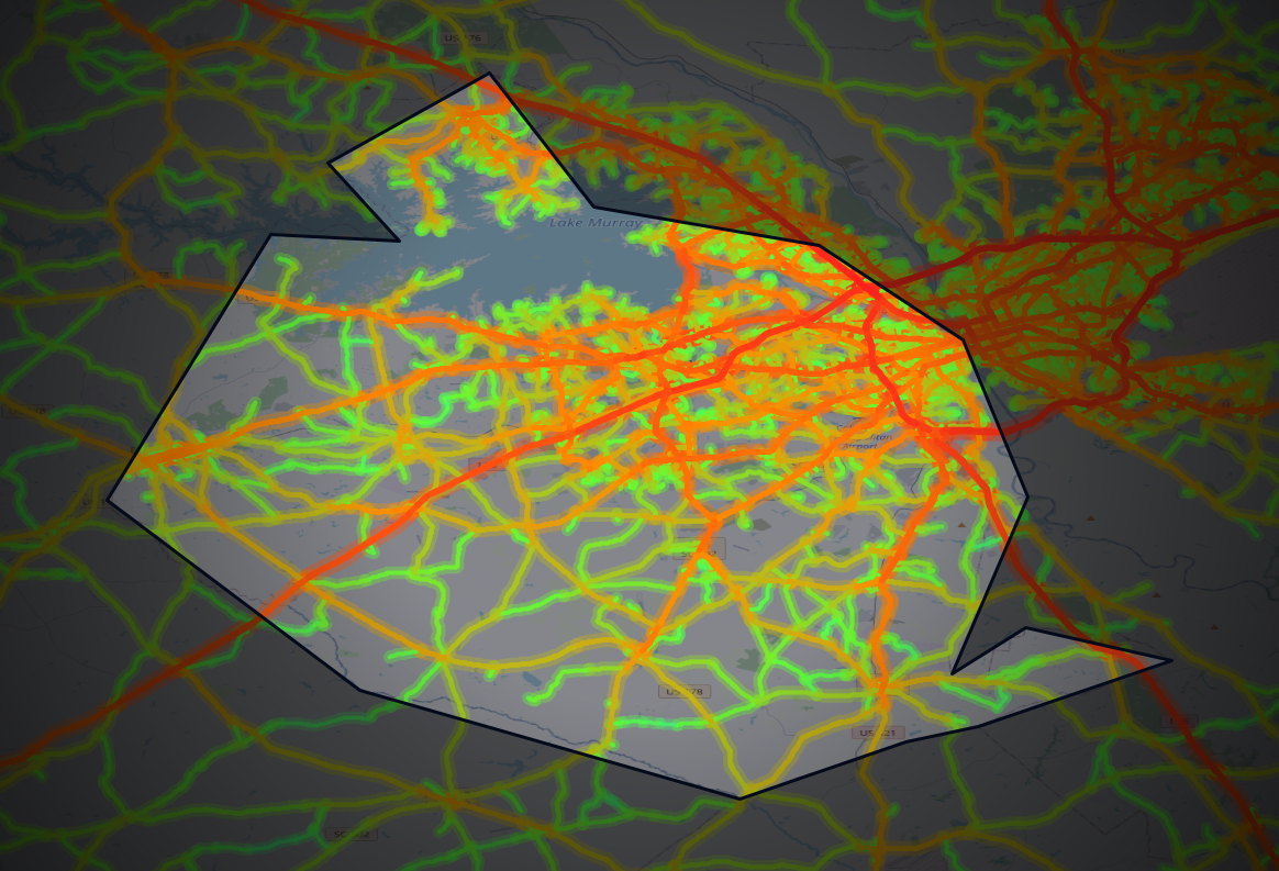 Traffic map of Lexington, South Carolina