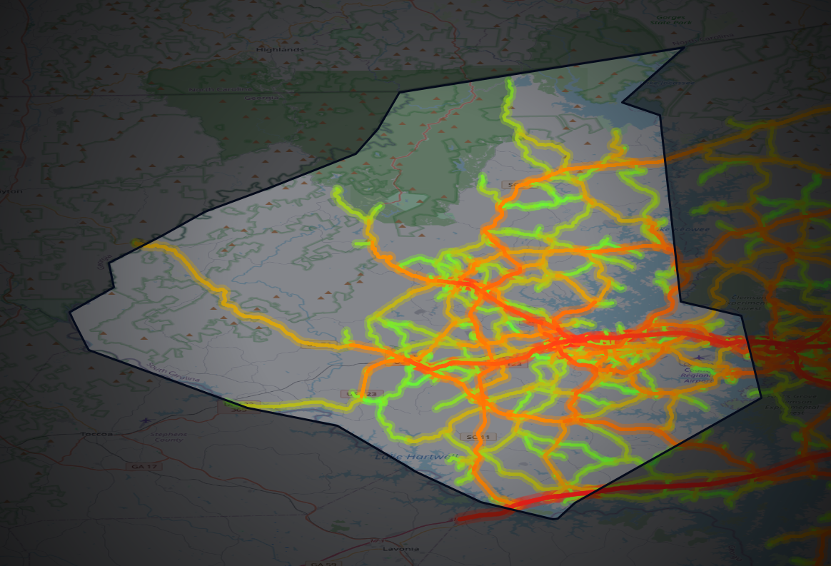 Traffic map of Oconee, South Carolina