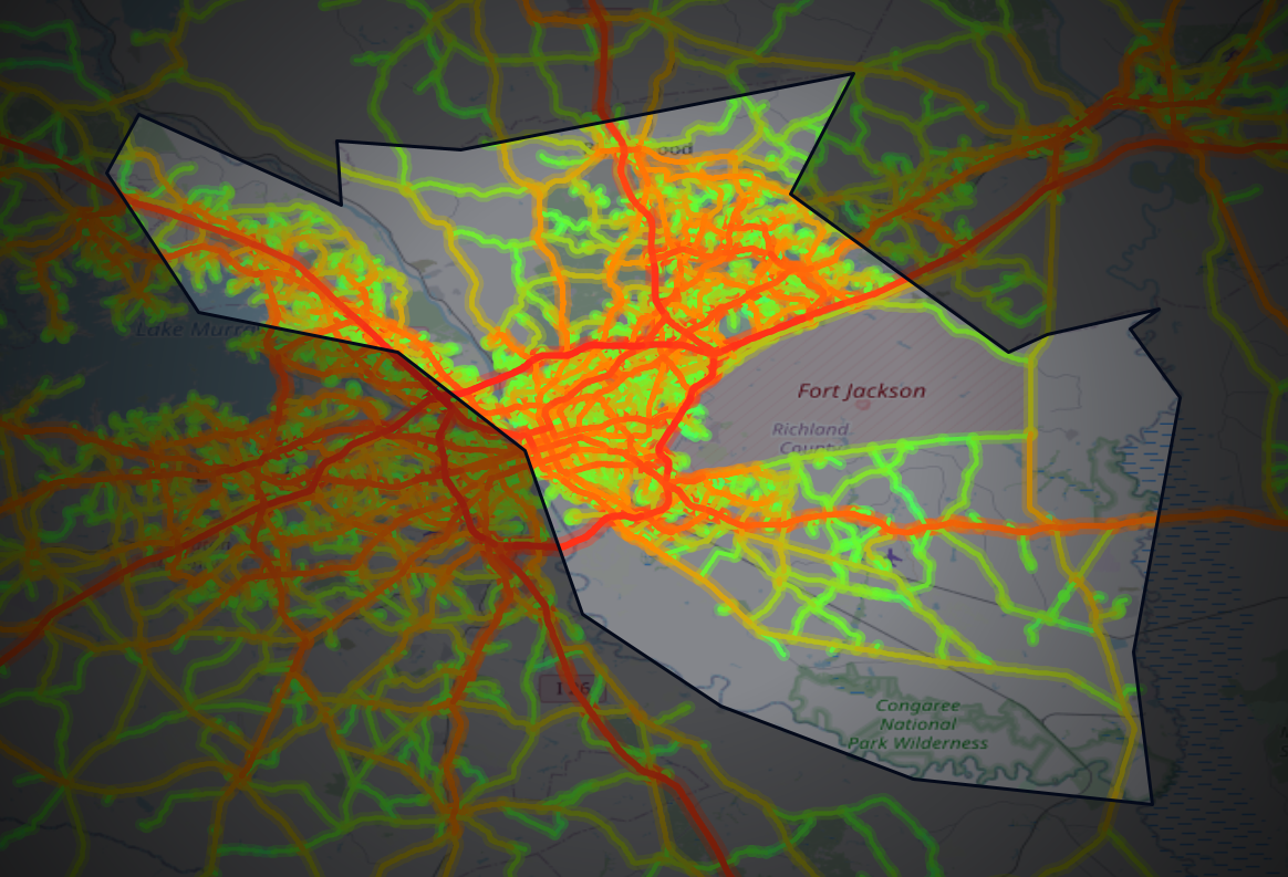 Traffic map of Richland, South Carolina