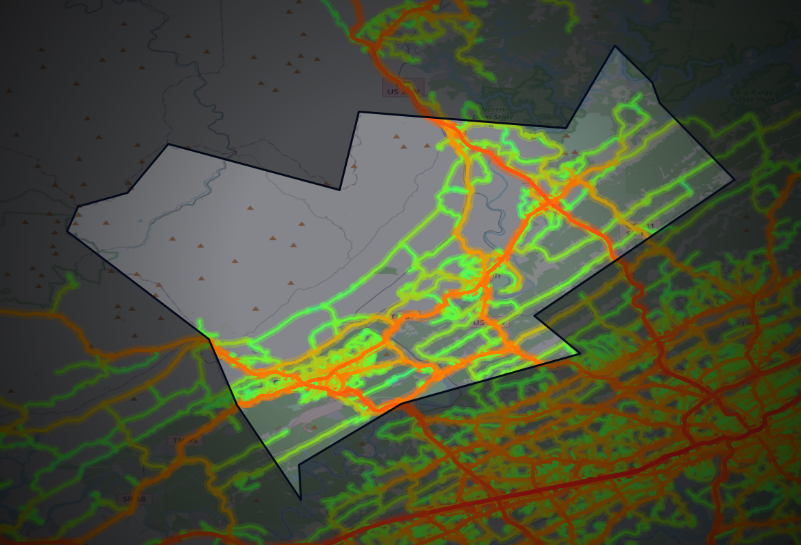 Traffic map of Anderson, Tennessee