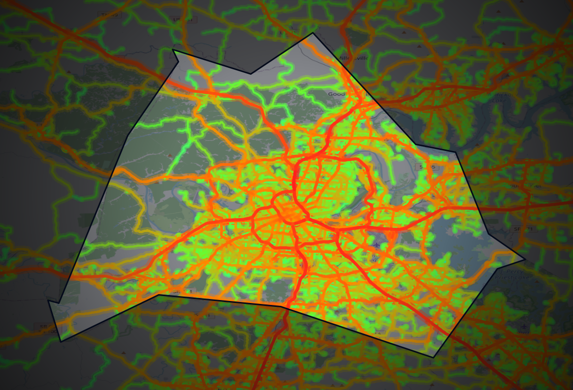 Traffic map of Davidson, Tennessee