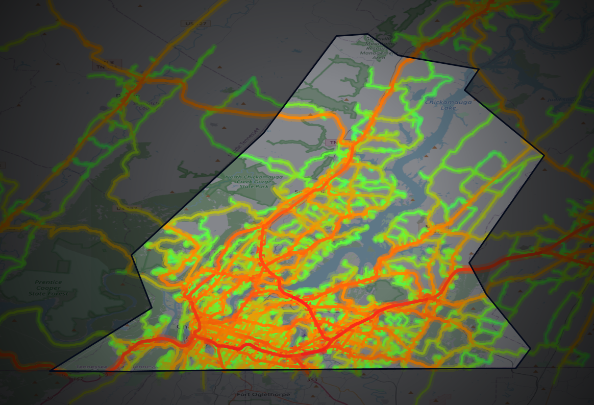 Traffic map of Hamilton, Tennessee