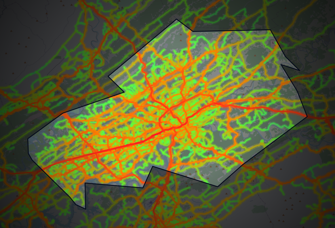 Traffic map of Knox, Tennessee