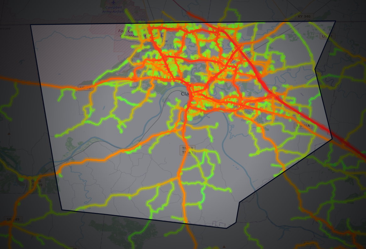 Traffic map of Montgomery, Tennessee