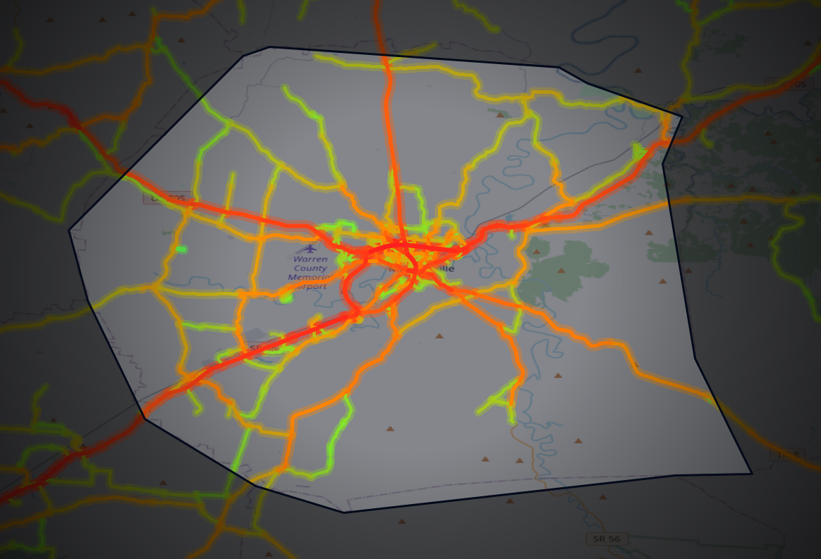 Traffic map of Warren, Tennessee