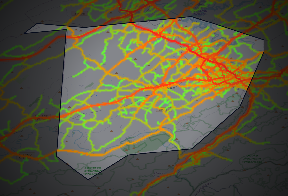 Traffic map of Washington, Tennessee