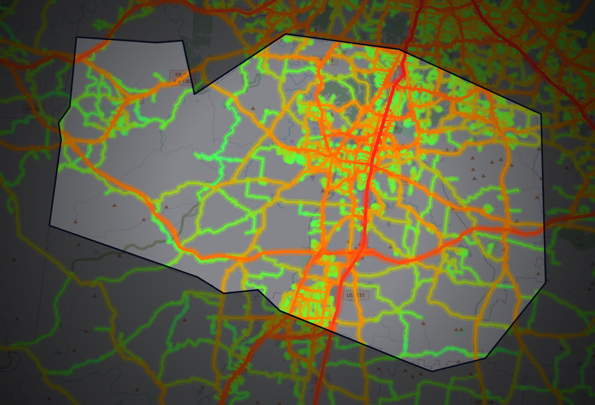 Traffic map of Williamson, Tennessee