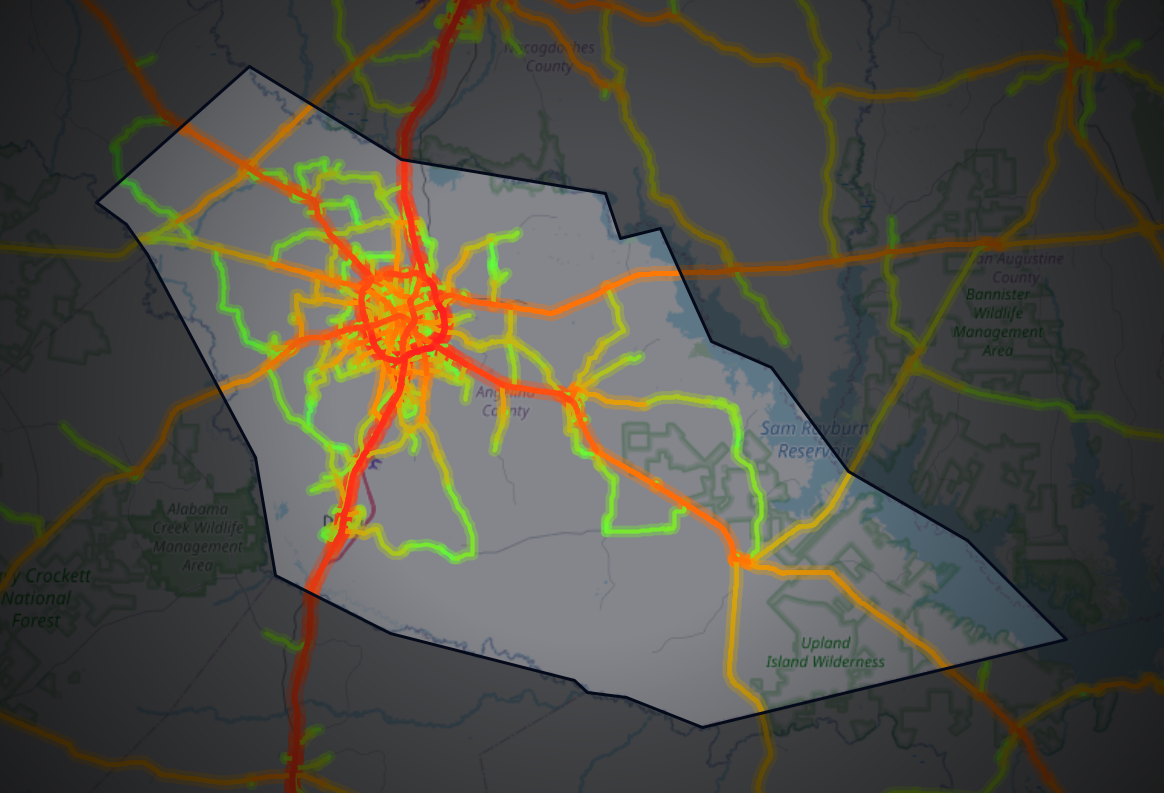 Traffic map of Angelina, Texas