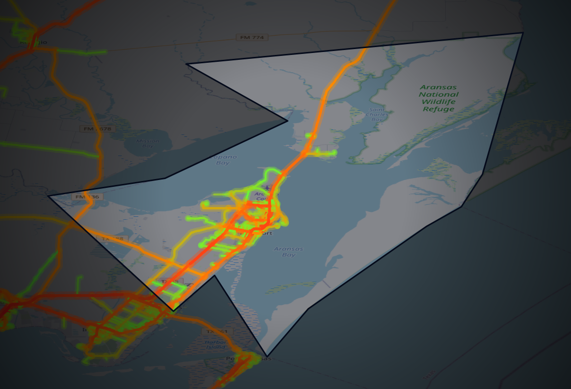 Traffic map of Aransas, Texas