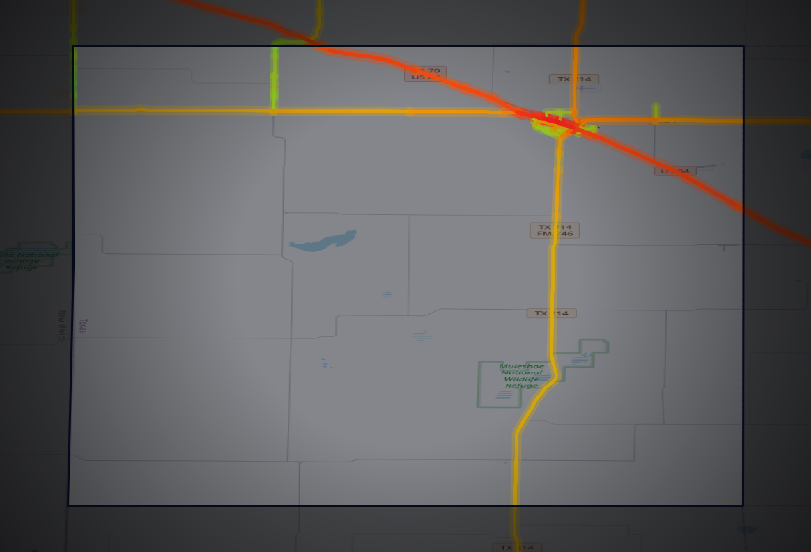 Traffic map of Bailey, Texas