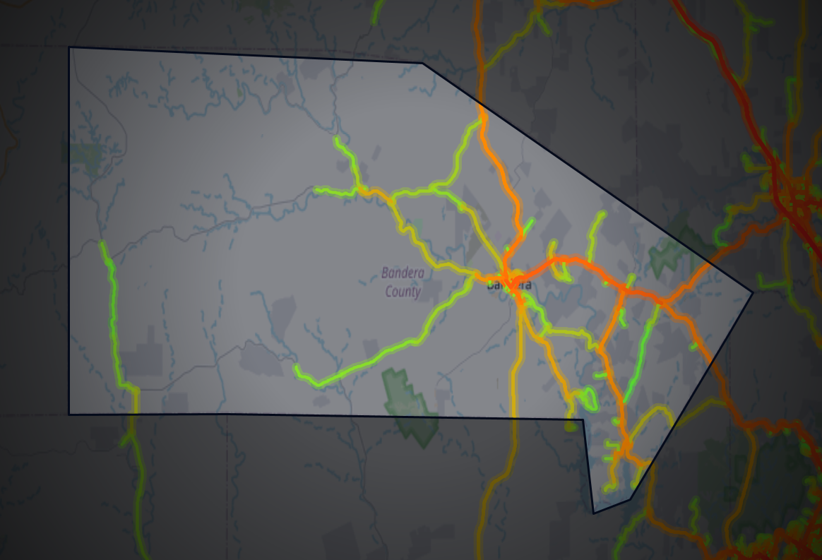 Traffic map of Bandera, Texas