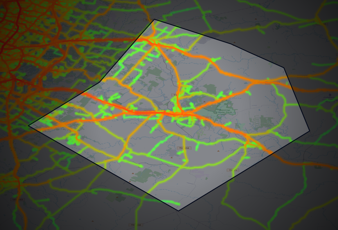 Traffic map of Bastrop, Texas