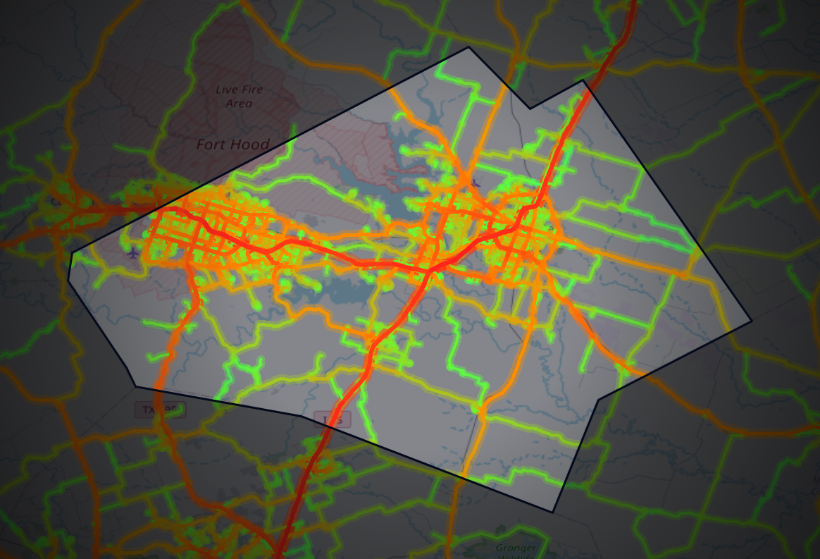 Traffic map of Bell, Texas