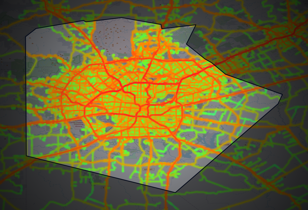 Traffic map of Bexar, Texas