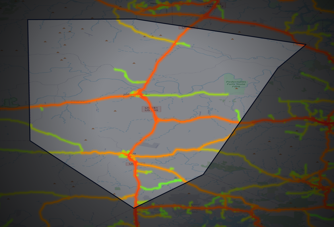 Traffic map of Blanco, Texas