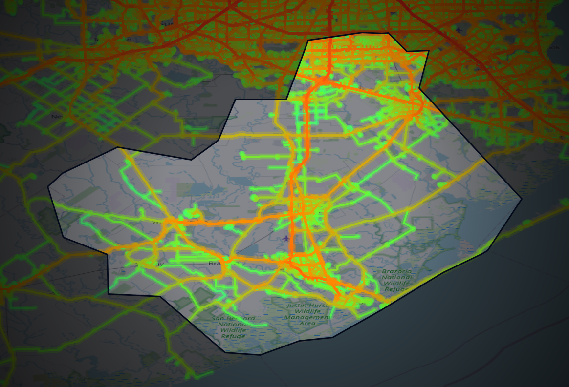 Traffic map of Brazoria, Texas