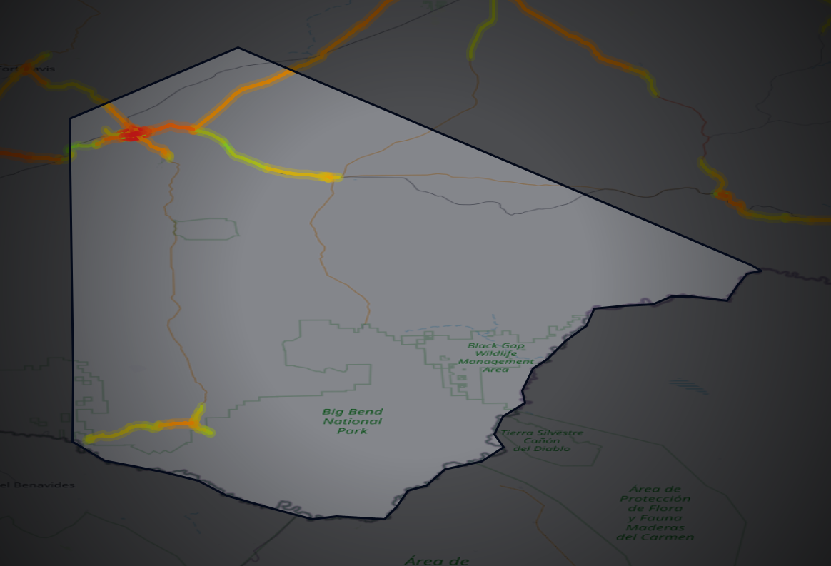 Traffic map of Brewster, Texas