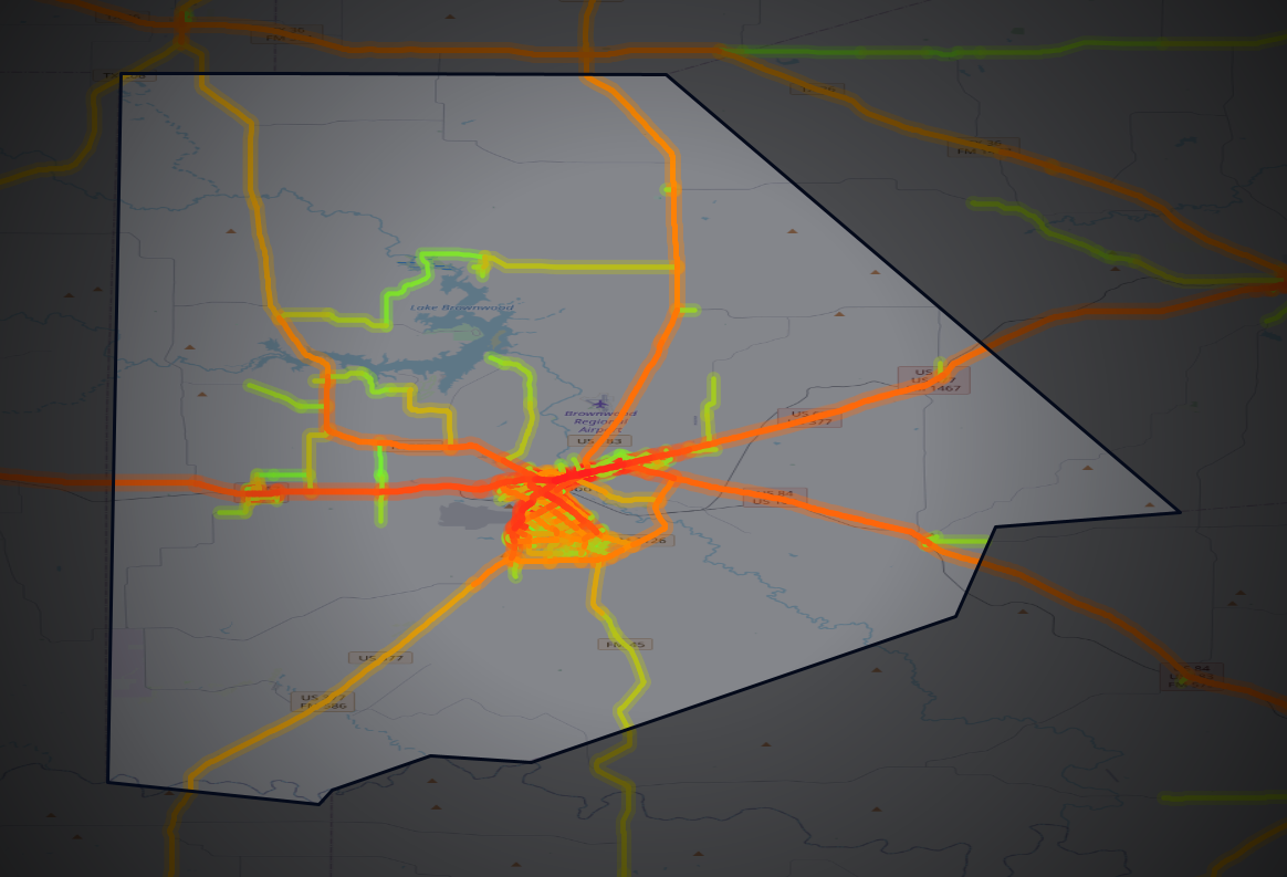 Traffic map of Brown, Texas