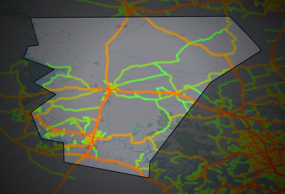 Traffic map of Burnet, Texas