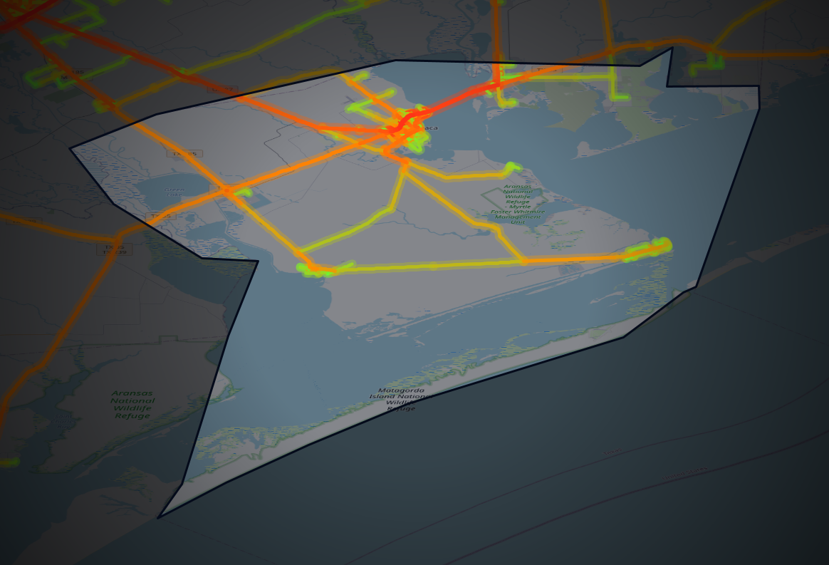 Traffic map of Calhoun, Texas