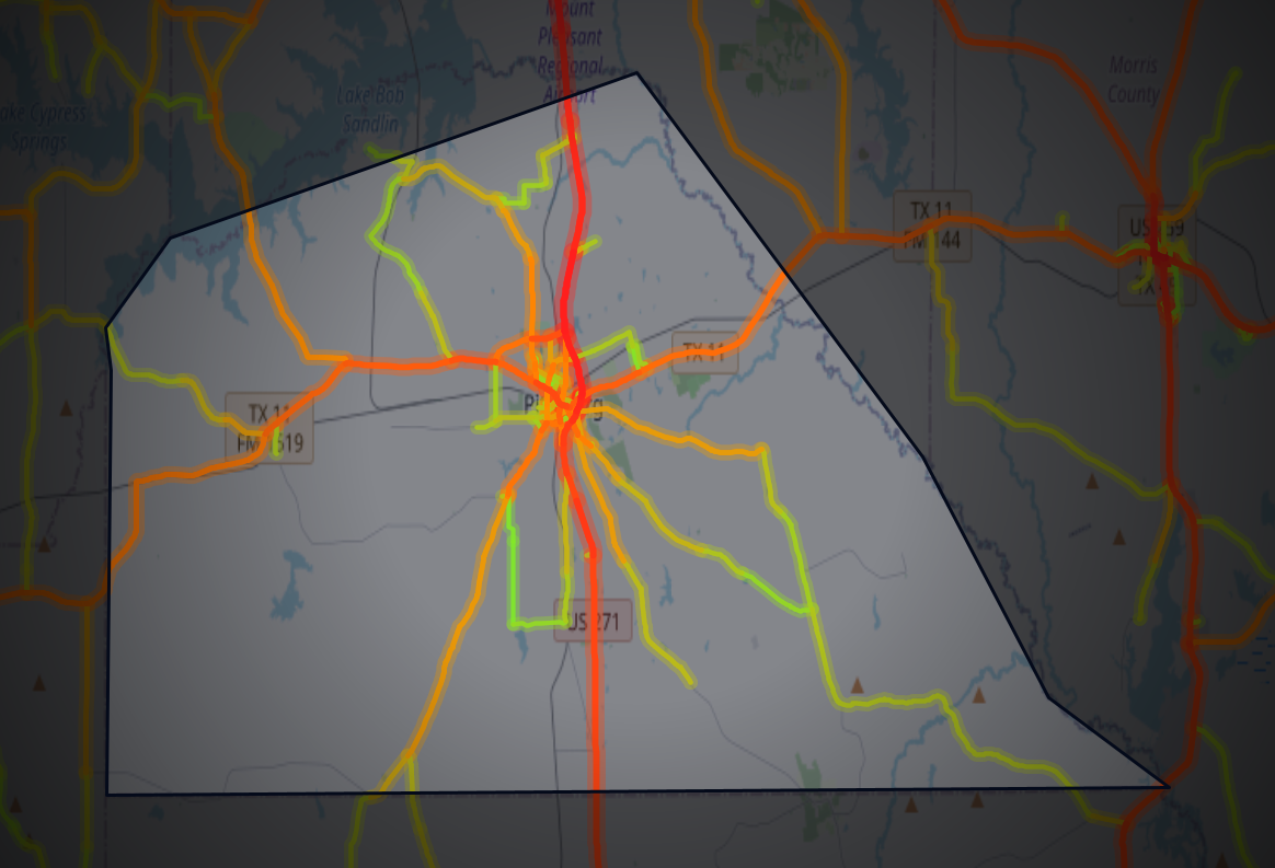 Traffic map of Camp, Texas