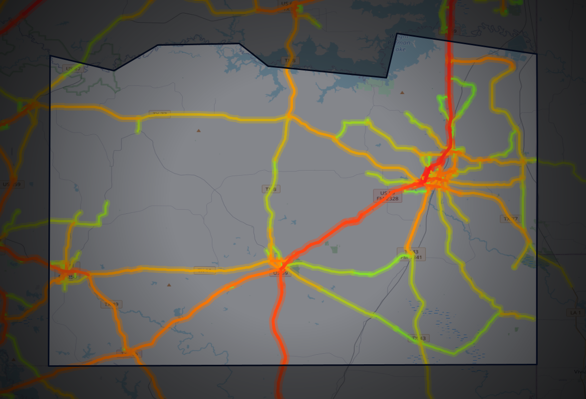 Traffic map of Cass, Texas