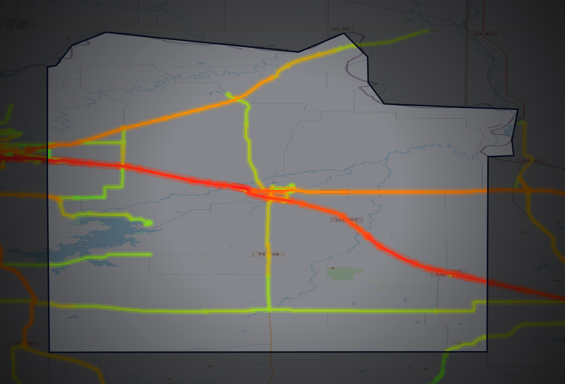 Traffic map of Clay, Texas
